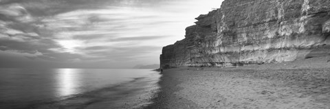 Framed Rock formations on the beach, Burton Bradstock, Dorset, England Print