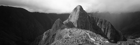 Framed Ruins, Machu Picchu, Peru (black and white) Print