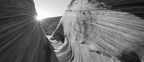 Framed Sandstone rock formations in black and white, The Wave, Coyote Buttes, Utah, USA Print