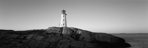 Framed Peggy's Point Lighthouse, Peggy's Cove, Nova Scotia, Canada (black &amp; white) Print