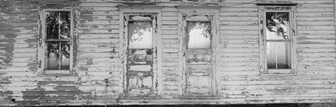 Framed Facade of a Farmhouse, Livingston County, Illinois (black &amp; white) Print