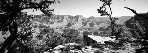 Framed Mather Point in black and white, South Rim, Grand Canyon National Park, Arizona Print