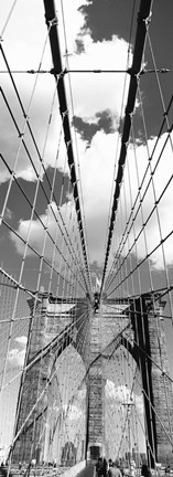 Framed Brooklyn Bridge, Manhattan, New York City (black and white, vertical) Print