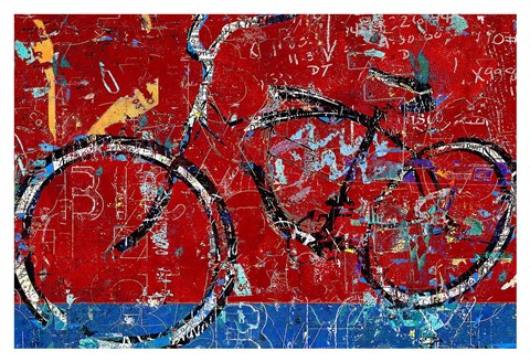 Framed Red Graffiti Bike Print