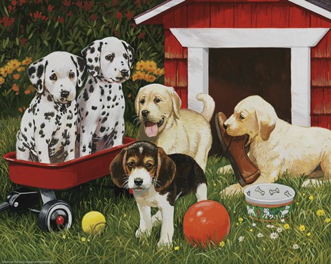 Framed Puppy Playmates Print