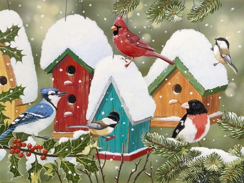 Framed Winter Village Print