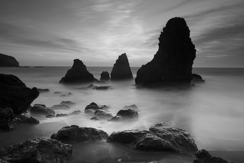Framed Rodeo Beach I, Black and White Print