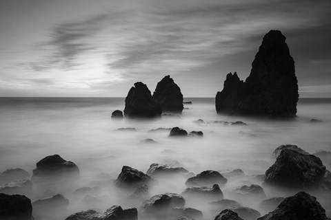 Framed Rodeo Beach II, Black and White Print