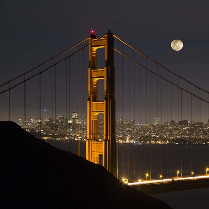 Framed Golden Gate and Moon Print