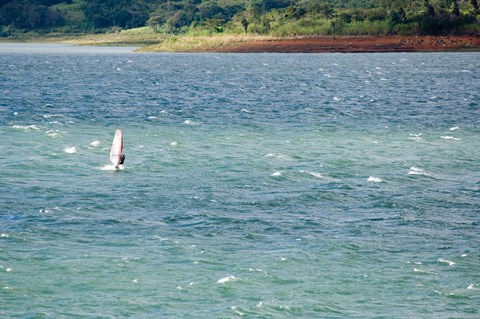 Framed Wind surfer in a lake, Arenal Lake, Guanacaste, Costa Rica Print