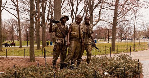 Framed Three Soldiers bronze statues at The Mall, Washington DC, USA Print