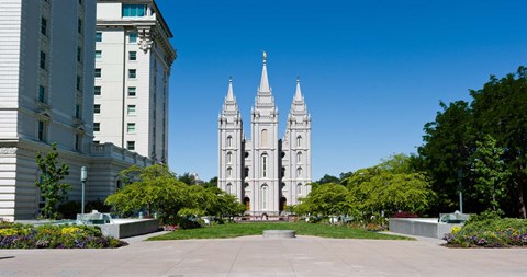 Framed Facade of a church, Mormon Temple, Temple Square, Salt Lake City, Utah Print