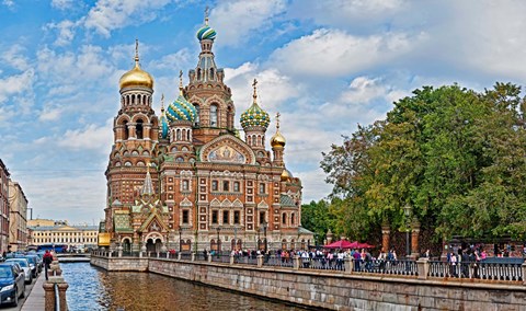 Framed Church in a city, Church Of The Savior On Blood, St. Petersburg, Russia Print