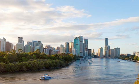 Framed Buildings at the waterfront, Brisbane, Queensland, Australia Print