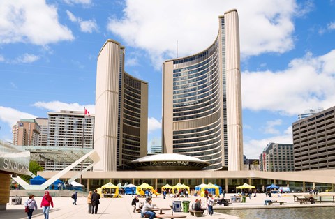 Framed Toronto City Hall, Nathan Phillips Square, Toronto, Ontario, Canada Print