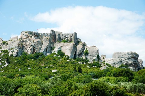 Framed Low angle view of a ruined town on a rock outcrop, Les Baux-de-Provence, Bouches-Du-Rhone, Provence-Alpes-Cote d&#39;Azur, France Print