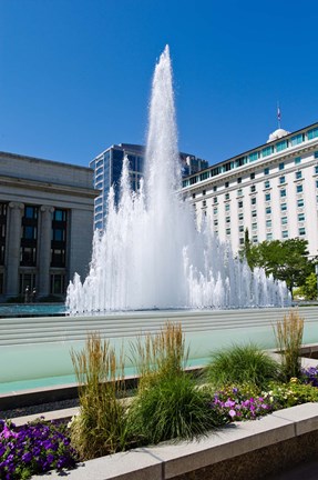 Framed Fountain at the Temple Square, Salt Lake City, Utah, USA Print