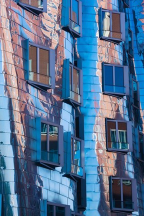 Framed Low angle view of a building, Neuer Zollhof, Medienhafen, Dusseldorf, North Rhine Westphalia, Germany Print
