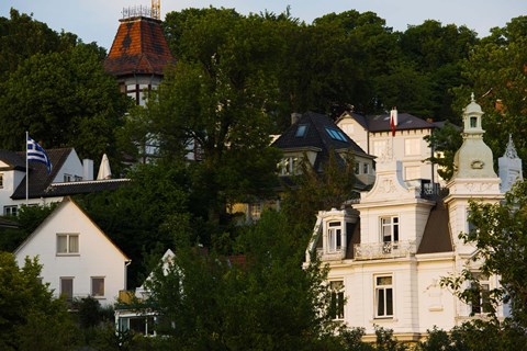 Framed Villas on a hill, Blankenese, Hamburg, Germany Print