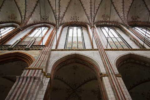 Framed Interiors of a gothic church, St. Mary&#39;s Church, Lubeck, Schleswig-Holstein, Germany Print