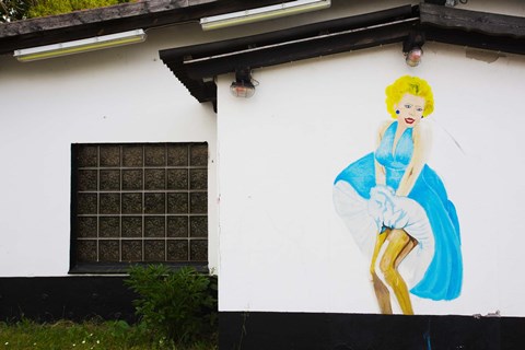 Framed Mural of Marilyn Monroe on the Oo-La-La Bar at British Army Base, Bergen, Lower Saxony, Germany Print