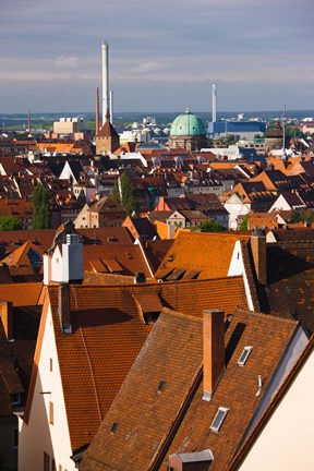 Framed High angle view of buildings in a city, Nuremberg, Bavaria, Germany Print