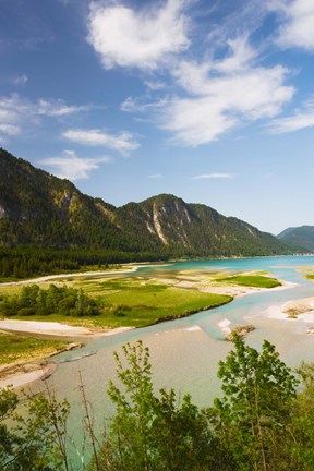 Framed River in a valley, Isar River, Sylvenstein Lake Area, Bavaria, Germany Print