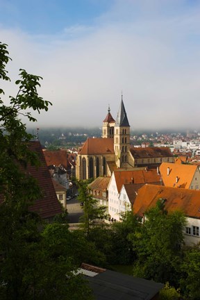 Framed High angle view of a church in the city, St. Dionysius Church, Esslingen-Am-Neckar, Stuttgart, Baden-Wurttemberg, Germany Print