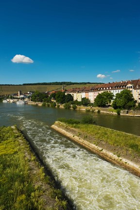 Framed City viewed from Old Main Bridge, Wurzburg, Lower Franconia, Bavaria, Germany Print