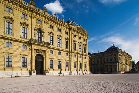 Framed Facade of a palace, Wurzburg Residence, Wurzburg, Lower Franconia, Bavaria, Germany Print