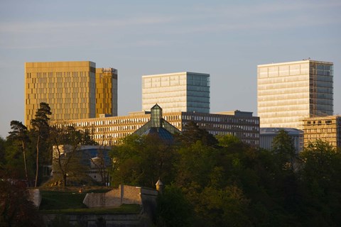 Framed Buildings in a city, Kirchberg Plateau, Luxembourg City, Luxembourg Print