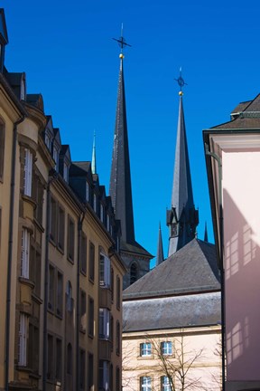Framed Church in the city, Notre Dame Cathedral, Luxembourg City, Luxembourg Print