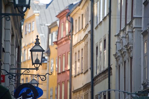 Framed Facade of Buildings in Gamla Stan, Stockholm, Sweden Print