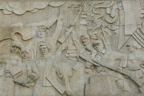 Framed Revolutionary frieze in Huangpu Park by Huangpu River, The Bund, Shanghai, China Print