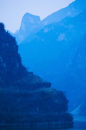 Framed River with Mountains at Dawn, Yangtze River, Yichang, Hubei Province, China Print