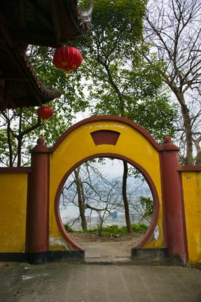 Framed Round passageway of a building, Mingshan, Fengdu Ghost City, Fengdu, Yangtze River, Chongqing Province, China Print