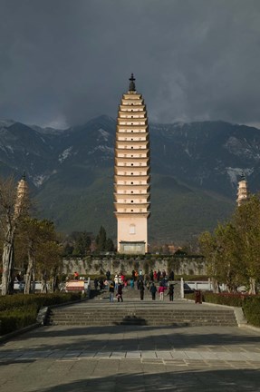 Framed Tourists at the Three Pagodas, Old Town, Dali, Yunnan Province, China Print