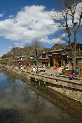 Framed Buildings along Yu River Canal, Old Town, Lijiang, Yunnan Province, China Print