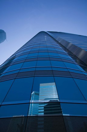 Framed Reflection of buildings on a stock exchange building, Exchange Square, Central District, Hong Kong Island, Hong Kong Print