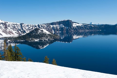 Framed Lake in winter, Crater Lake, Crater Lake National Park, Oregon Print