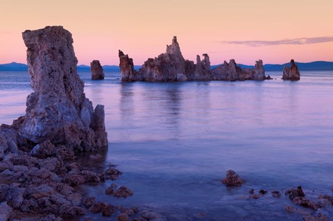 Framed Tufa formations at Sunset, Mono Lake, California Print
