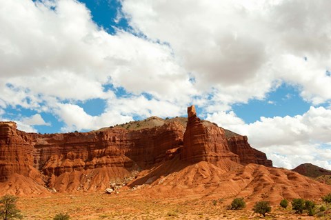 Framed Rock formations under the cloudy sky, Capitol Reef National Park, Utah, USA Print