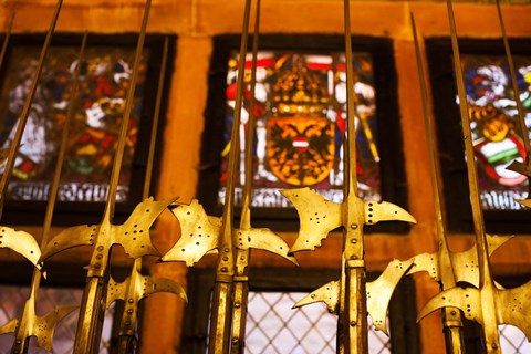 Framed Medieval Armory, Chateau du Haut-Koenigsbourg, Orschwiller, Alsatian Wine Route, Bas-Rhin, Alsace, France Print