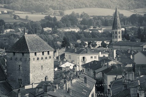 Framed Abbey in a town, Cluny Abbey, Maconnais, Saone-et-Loire, Burgundy, France Print