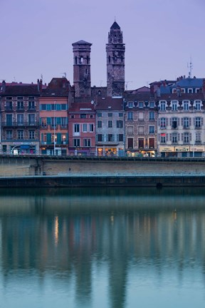 Framed Buildings at the waterfront, Quai Jean Jaures, Macon, Burgundy, Saone-et-Loire, France Print