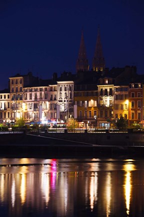 Framed Buildings at the Waterfront, Quai Lamartine, Saone River, Macon, Burgundy, Saone-et-Loire, France Print