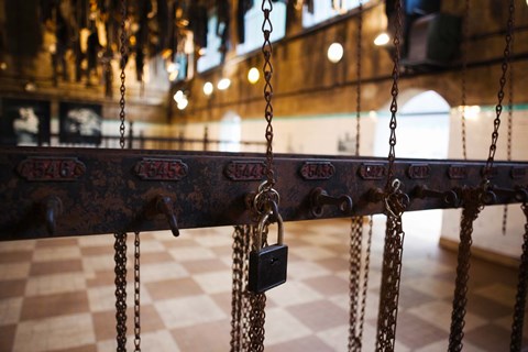 Framed Miner&#39;s Clothing Hanging Room, Salle des Pendus, Puits Couriot Mine Museum, Saint-Etienne, Loire, Rhone-Alpes, France Print