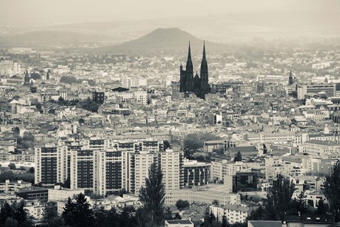 Framed Cityscape with Cathedrale Notre-Dame-de-l&#39;Assomption in the background, Clermont-Ferrand, Auvergne, Puy-de-Dome, France Print
