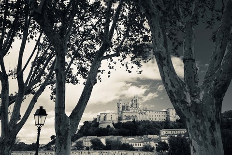 Framed Cathedral in a town, Cathedrale Saint-Nazaire, Beziers, Herault, Languedoc-Roussillon, France Print