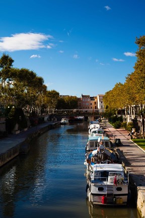 Framed Canal de la Robine by the Cours Mirabeau, Narbonne, Aude, Languedoc-Roussillon, France Print